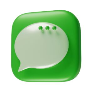 Un bouton carré vert avec une bulle de dialogue blanche